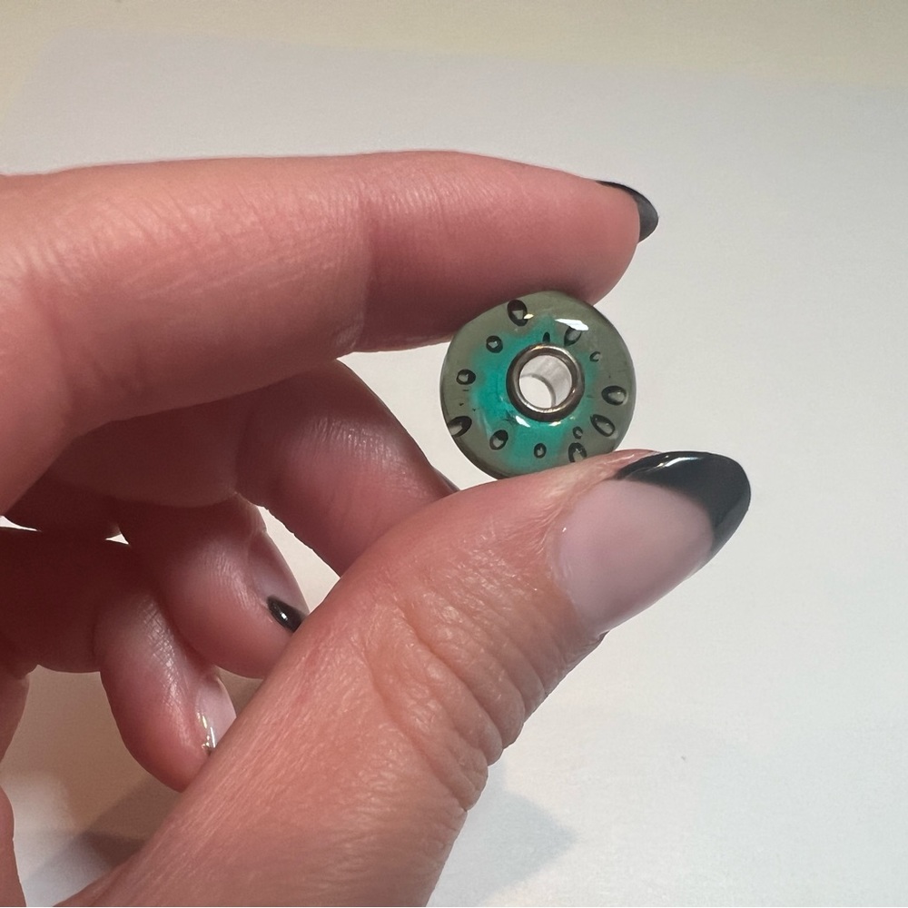 Retired Green Turquoise Bubble Trollbeads Glass Charm